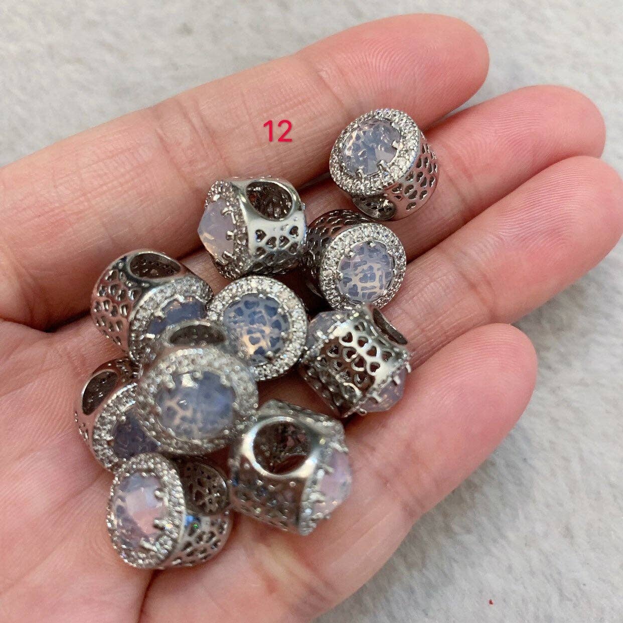 CZ Micro Pave Large Hole Spacer Beads,  Black/Red/Green/Purple/Cobalt Color Cubic Zirconia Spacer Beads,11*13mm, sku#G273