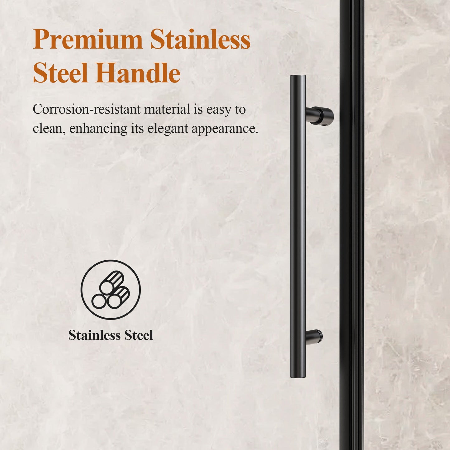 Frameless Stainless Steel Round Tube Single Sliding Shower Door