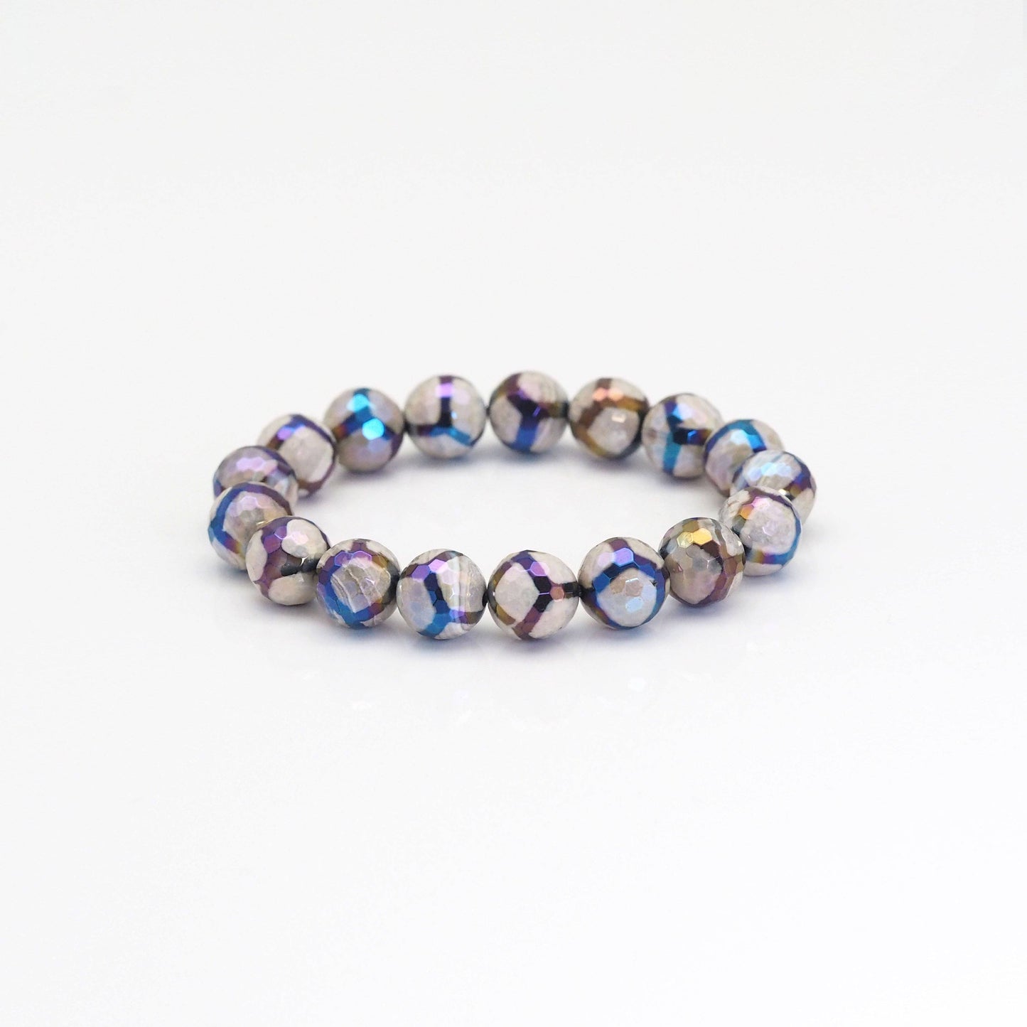 AB Mystic Football Agate Stretchy Bracelet, Sku#EF423