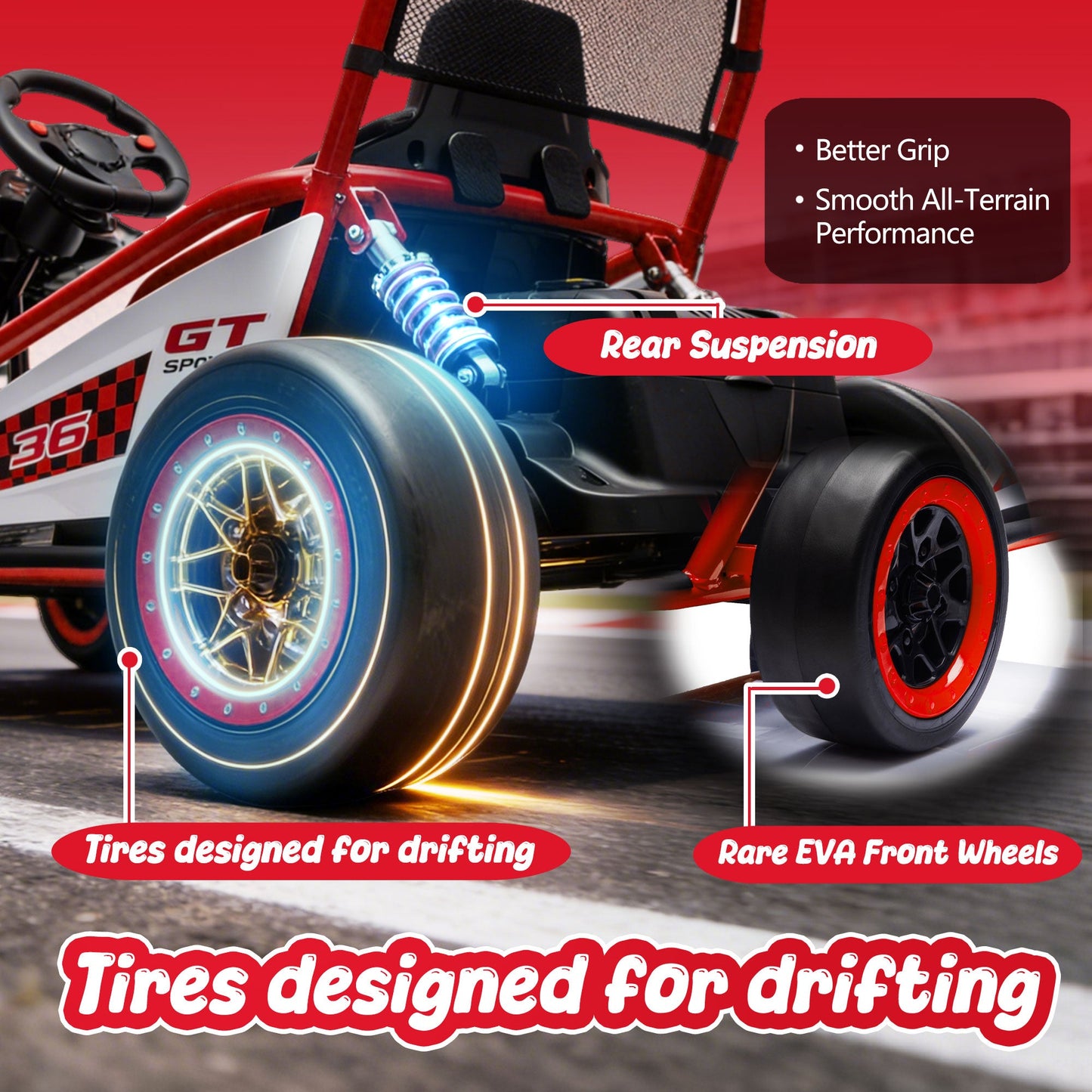 24V 400W Electric Kids Ride-On Toy, Crazy Go Cart