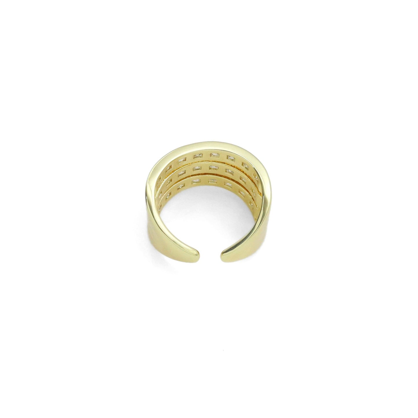 Rectangle Baguette CZ Triple Line Chunky Ring, Sku#Y956