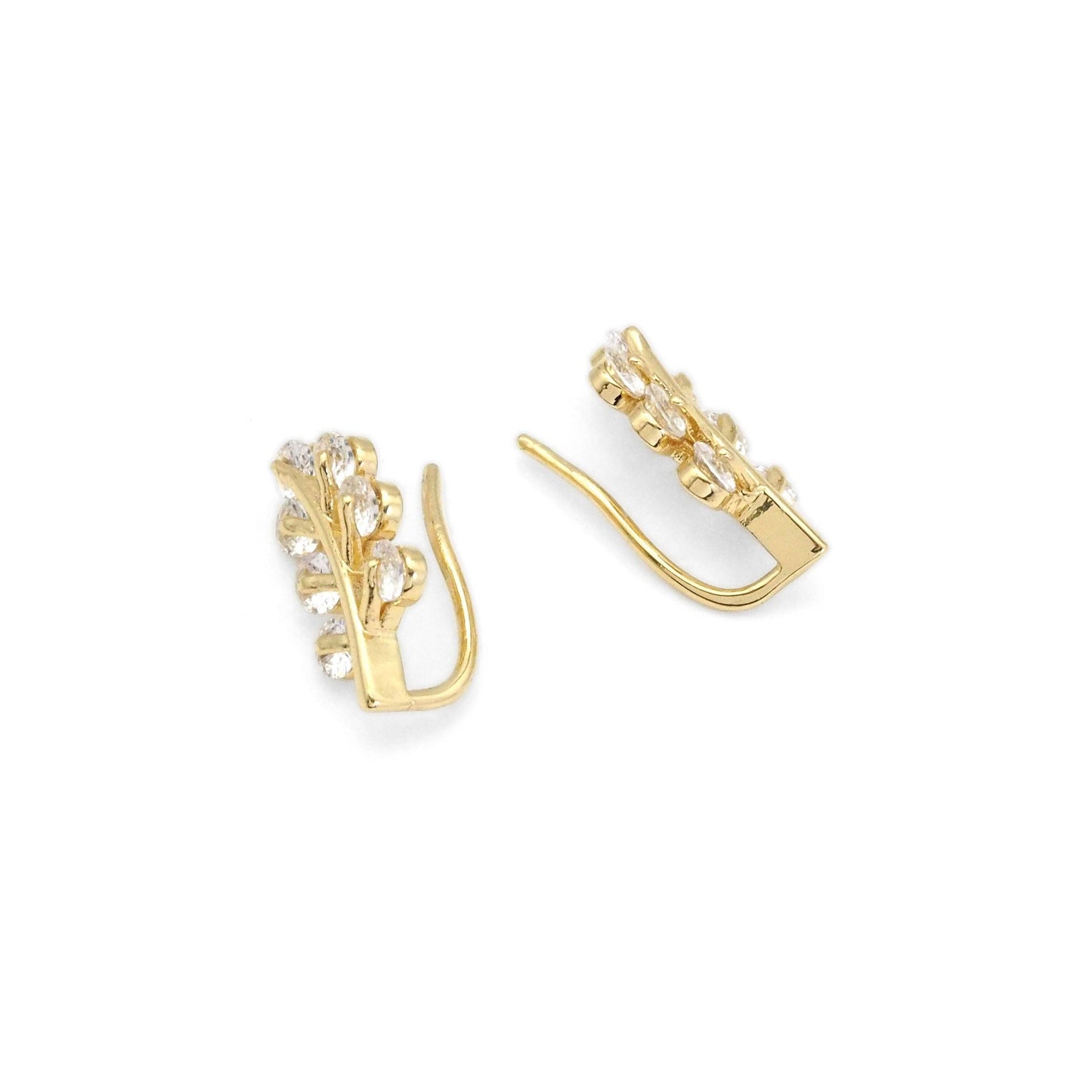 Clear CZ Gold Branch Earrings, Sku#LK829