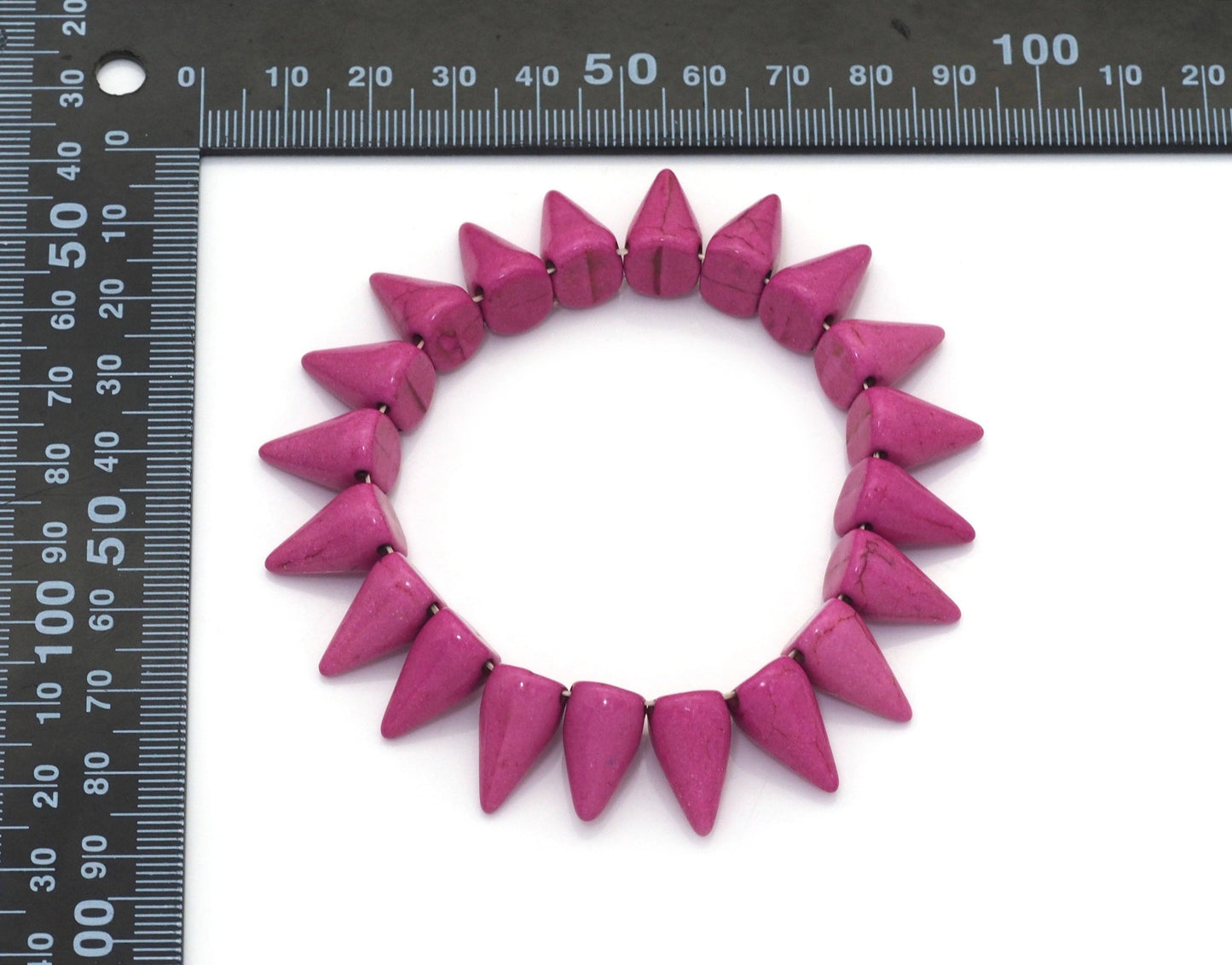 Fuchisa Turquoise Circular Cone Shape Stretch Adjustable Bracelate, Sku#U1457