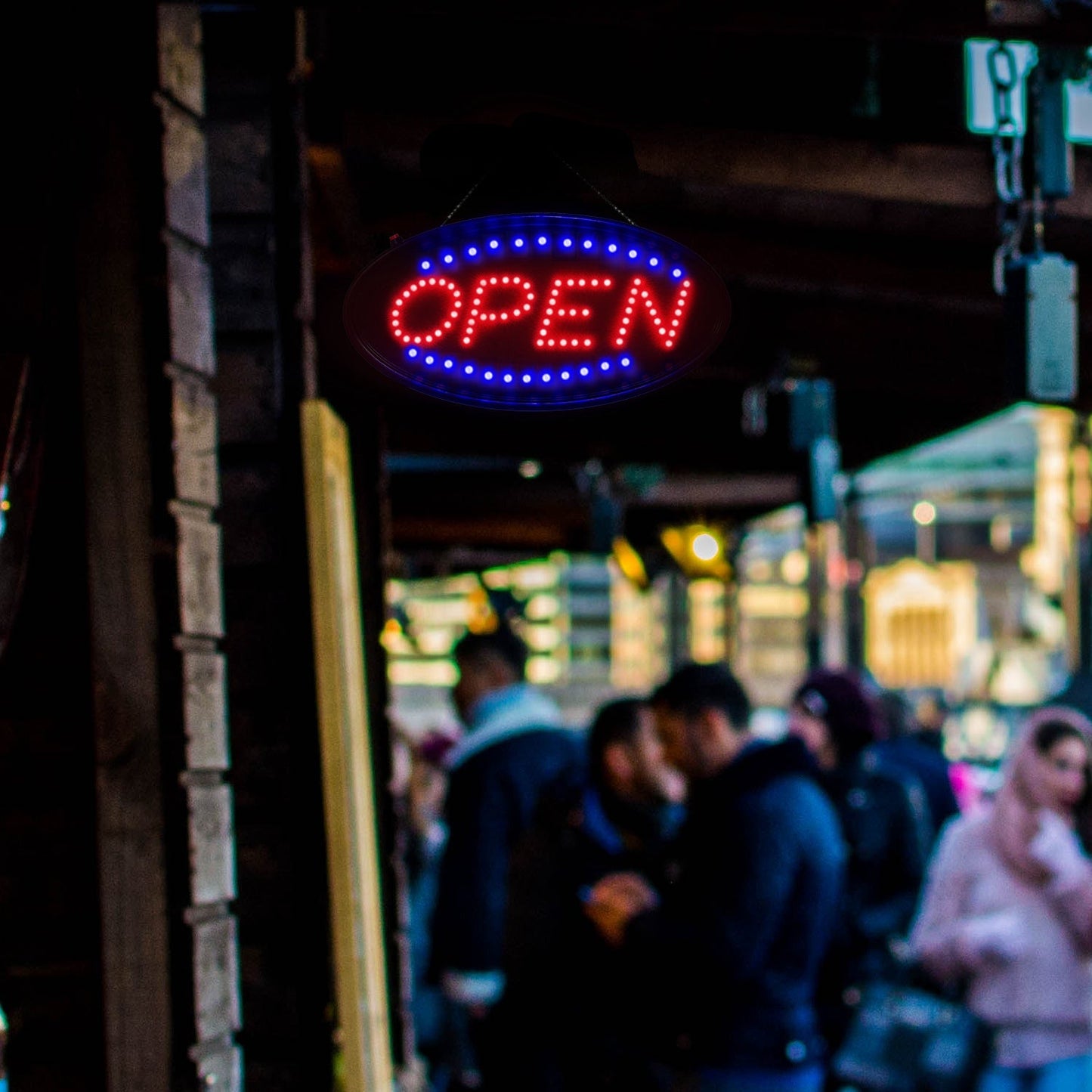 Neon Open Sign with LED Flash/Static Modes for Shops