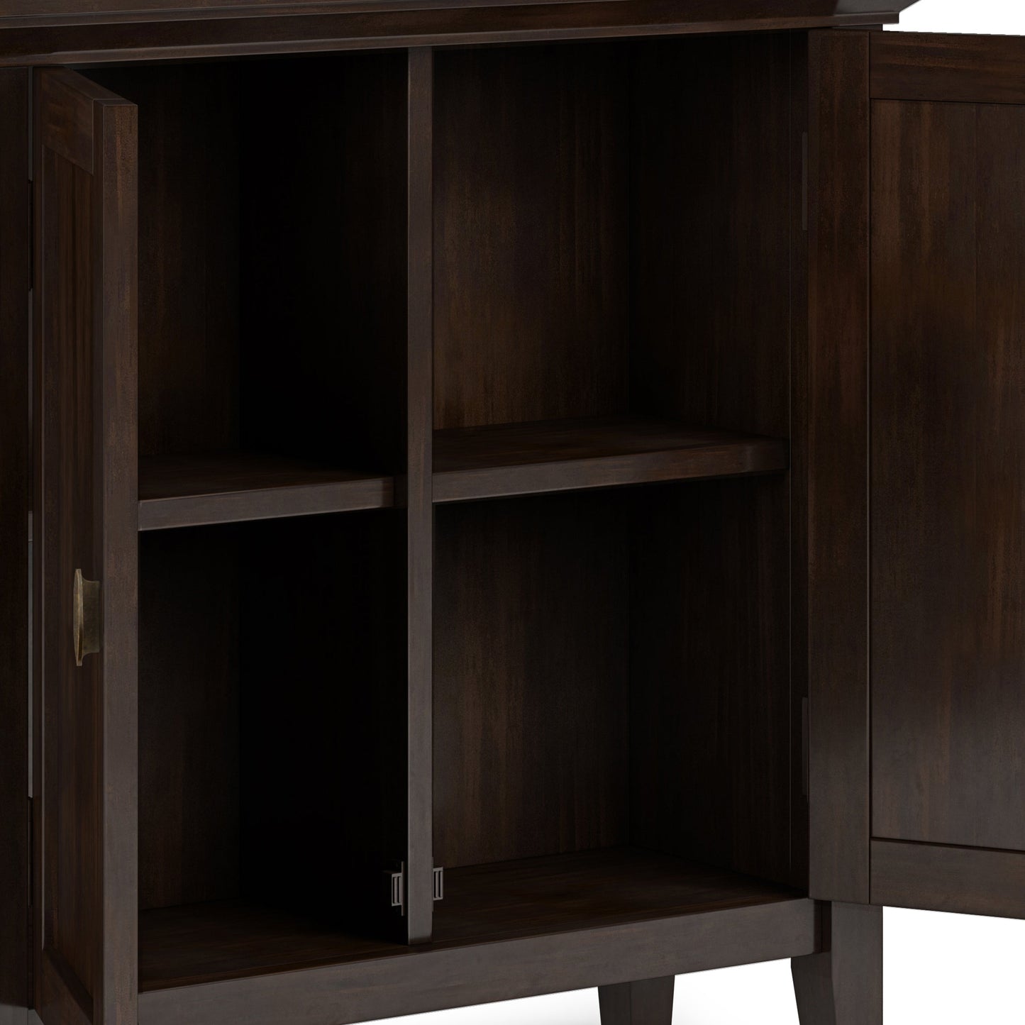 Redmond 32 Inch Wide Solid Wood Low Storage Cabinet in Brunette