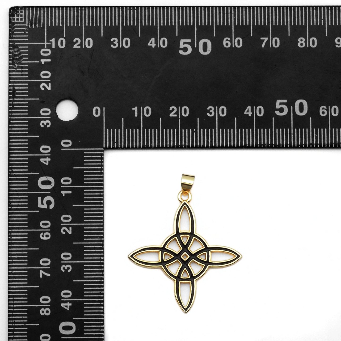 Black white enamel Chinese Knot Flower Charm, Sku#LK822