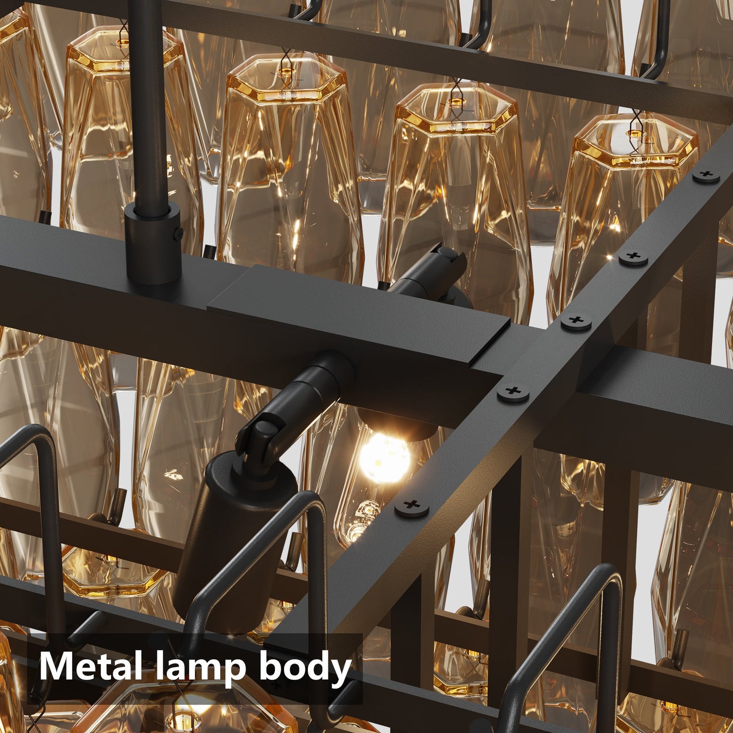 54" Black Rectangular Chandelier