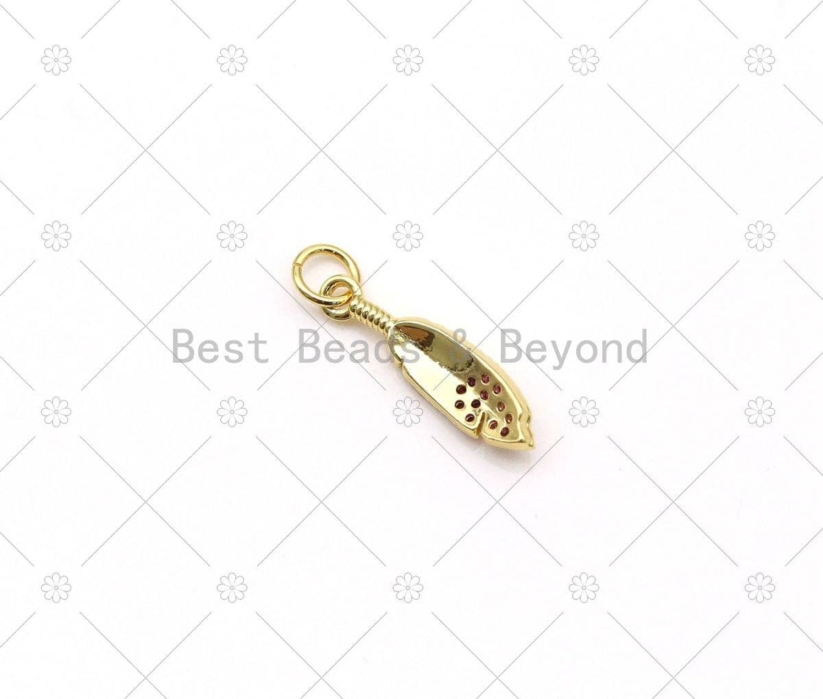 Fuchsia CZ Micro Pave Leaf Shape Pendant, 18K Gold Filled Leaf Charm, Necklace Bracelet Charm Pendant, Sku#LK499