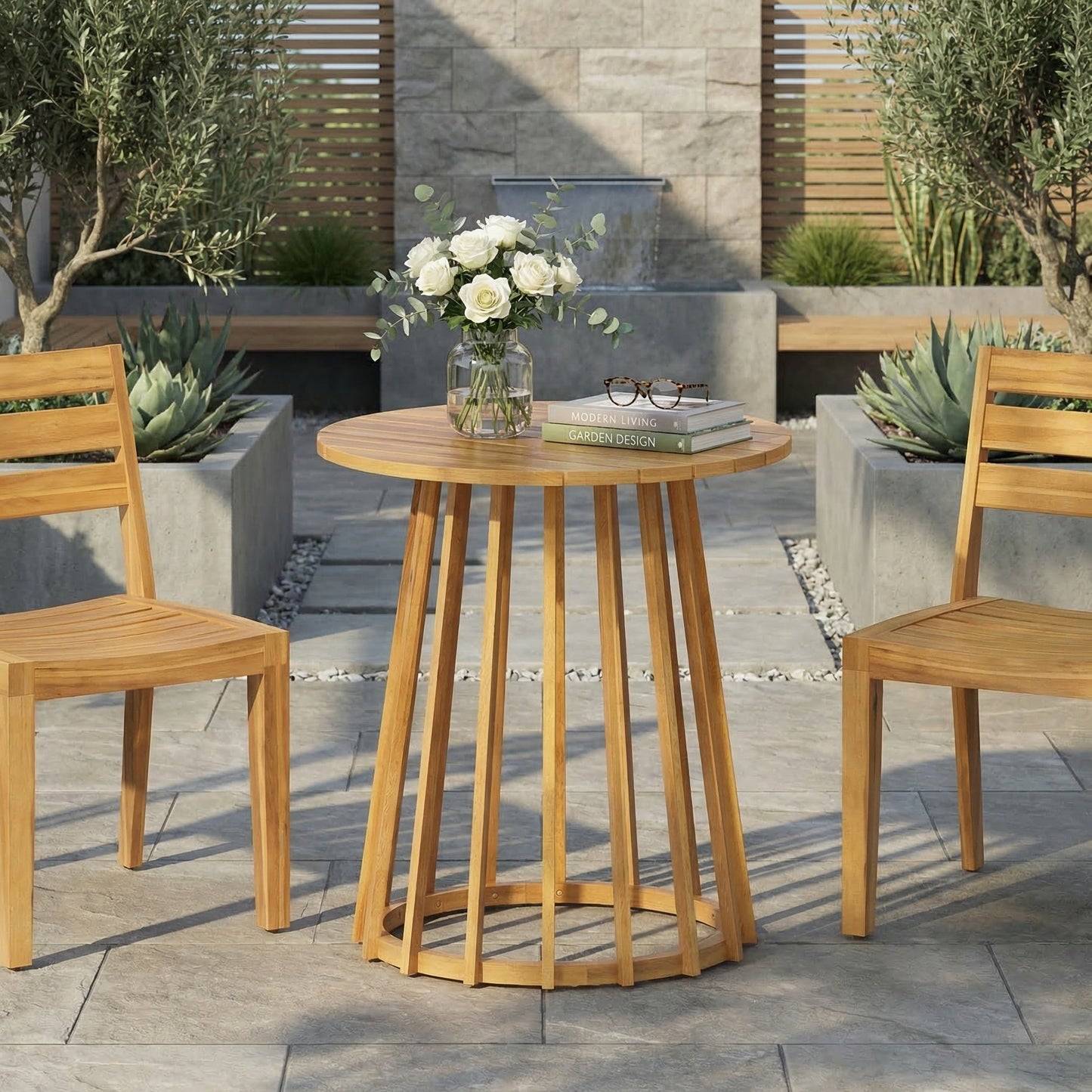 Outdoor Round Top Acacia Wood Dining Table