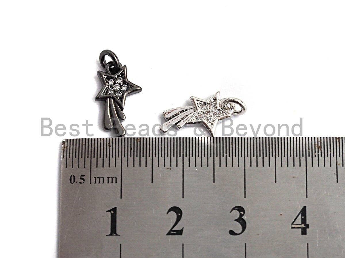 CZ Micro Pave Shooting Star Pendant/Charm, Star charm, Cubic Zirconia Pendant Charm,7x13mm,sku#F925
