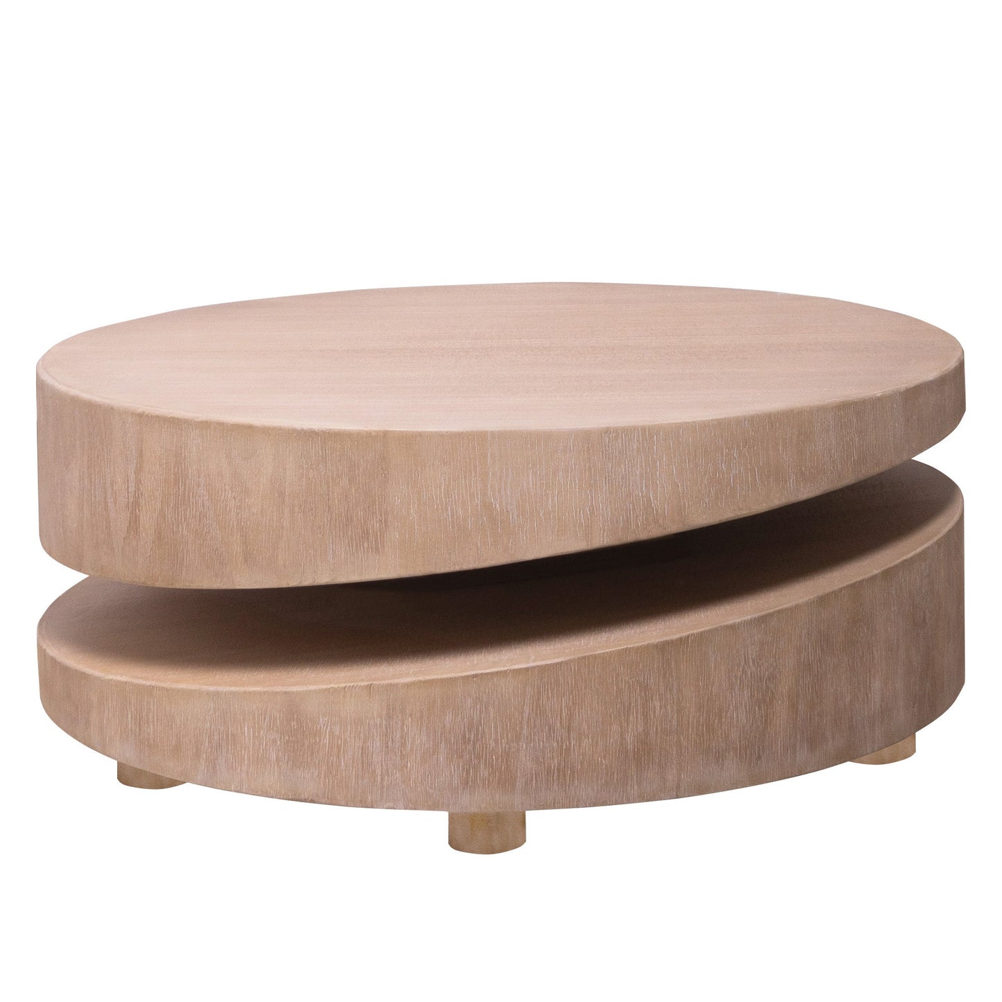 Modern Round Wood Coffee Table – 31.3"
