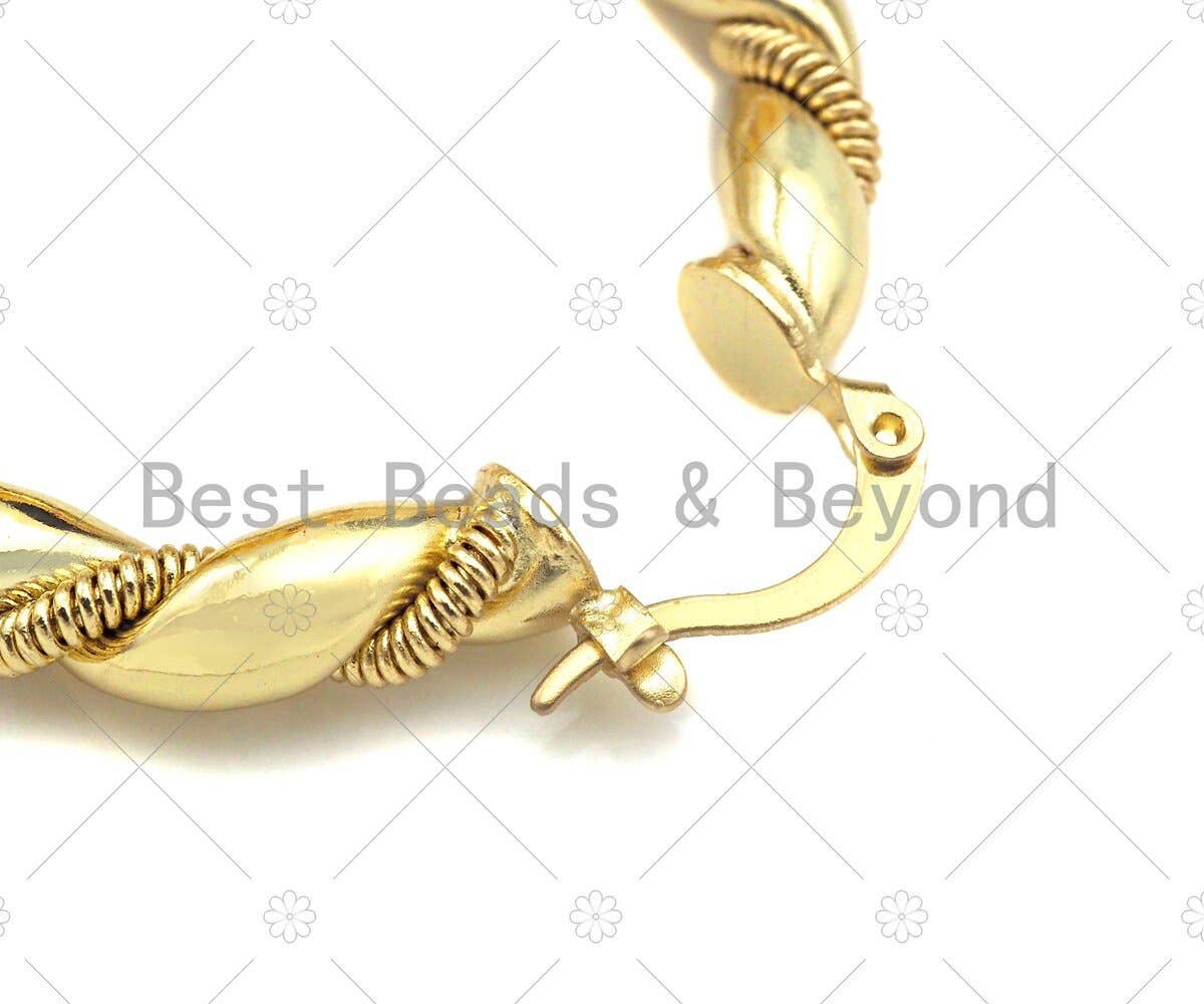 Gold Twisted Hoop Earrings, Sku#J310