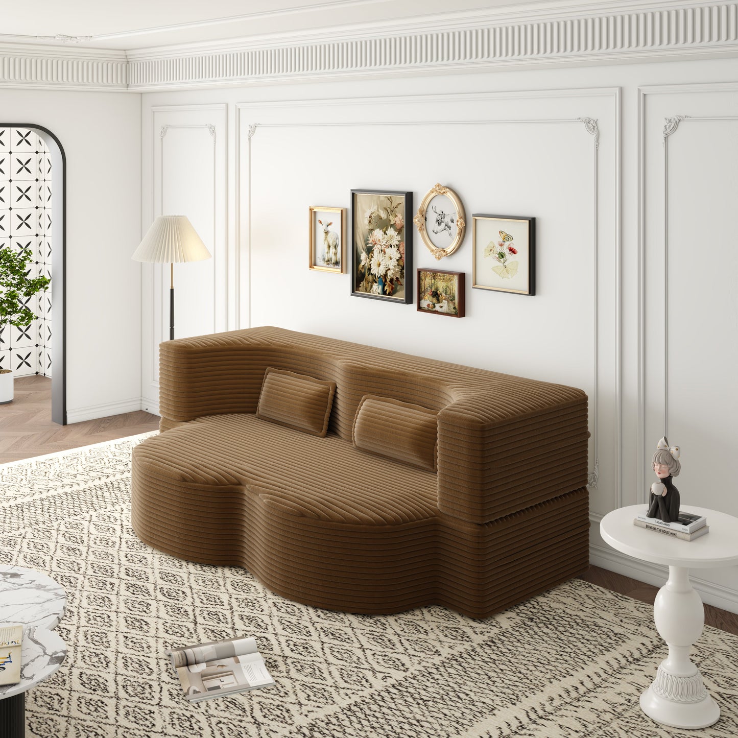 Modern Floor Sofa with 2 Pillows