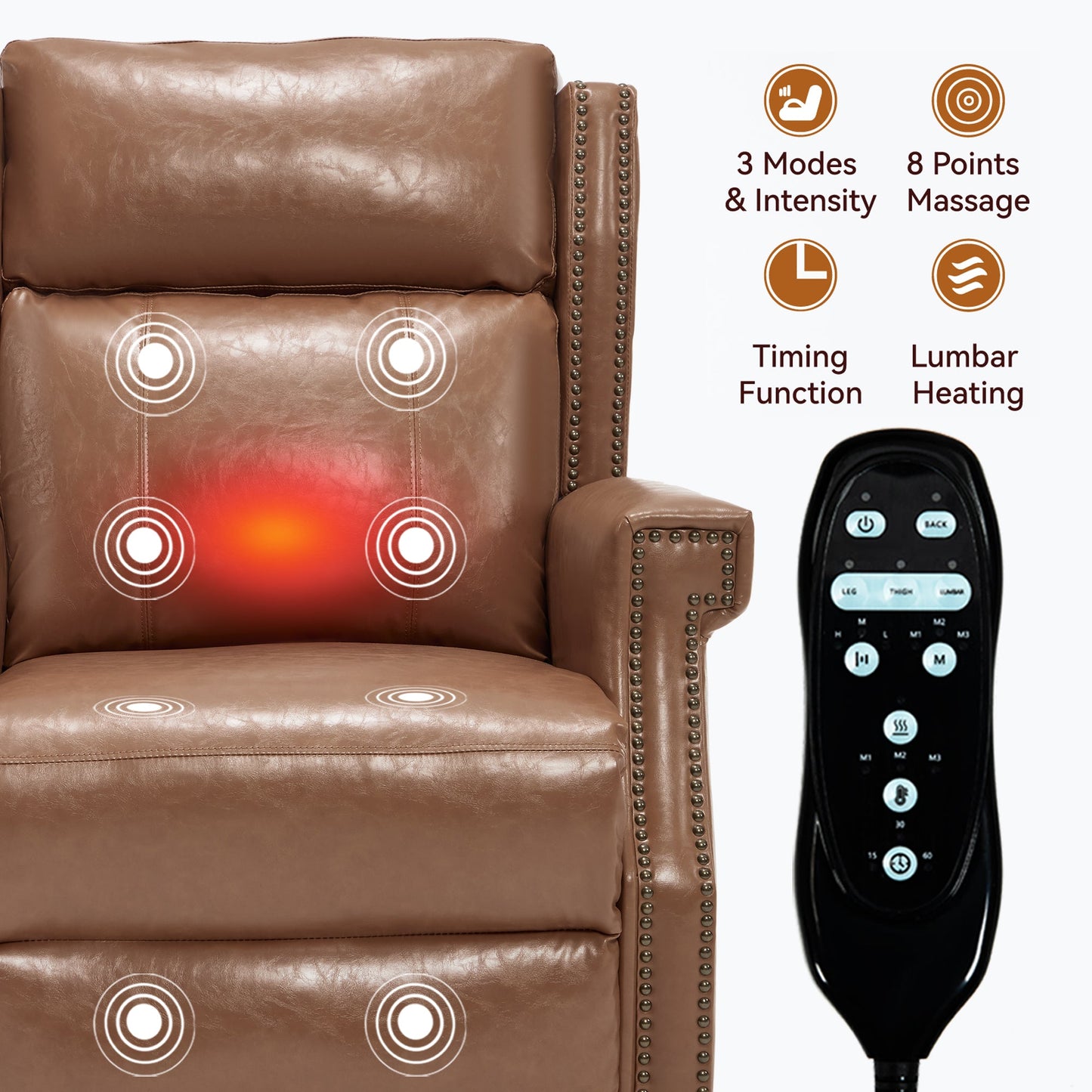 Camel Manual Recliner Chair in Faux Leather