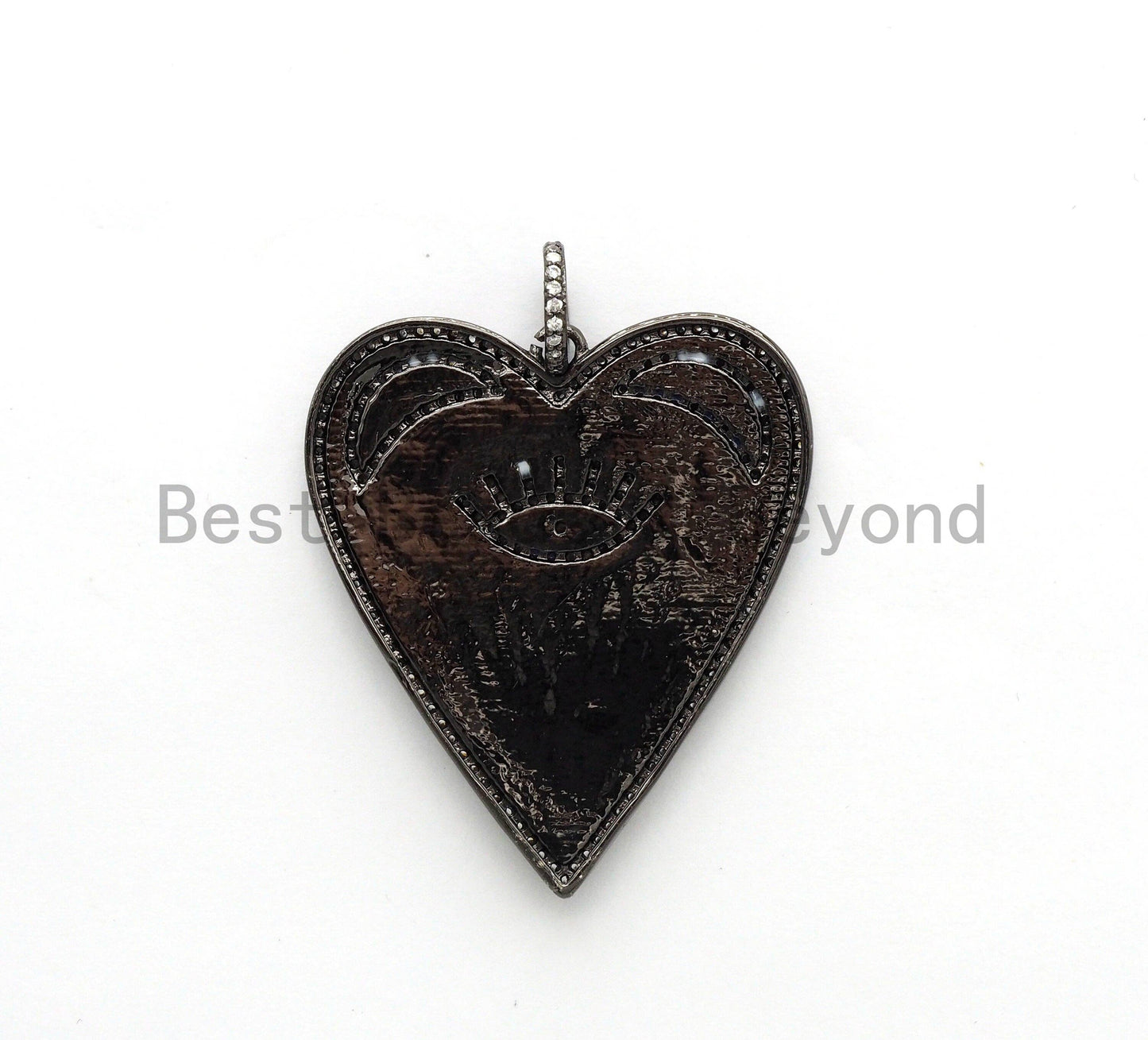 Large Enamel Colorful Heart Shape With Evil Eye Moon Heart Pendant,CZ Micro Pave Oil Drop pendant, Heart Enamel pendant,37x42mm,sku#F579