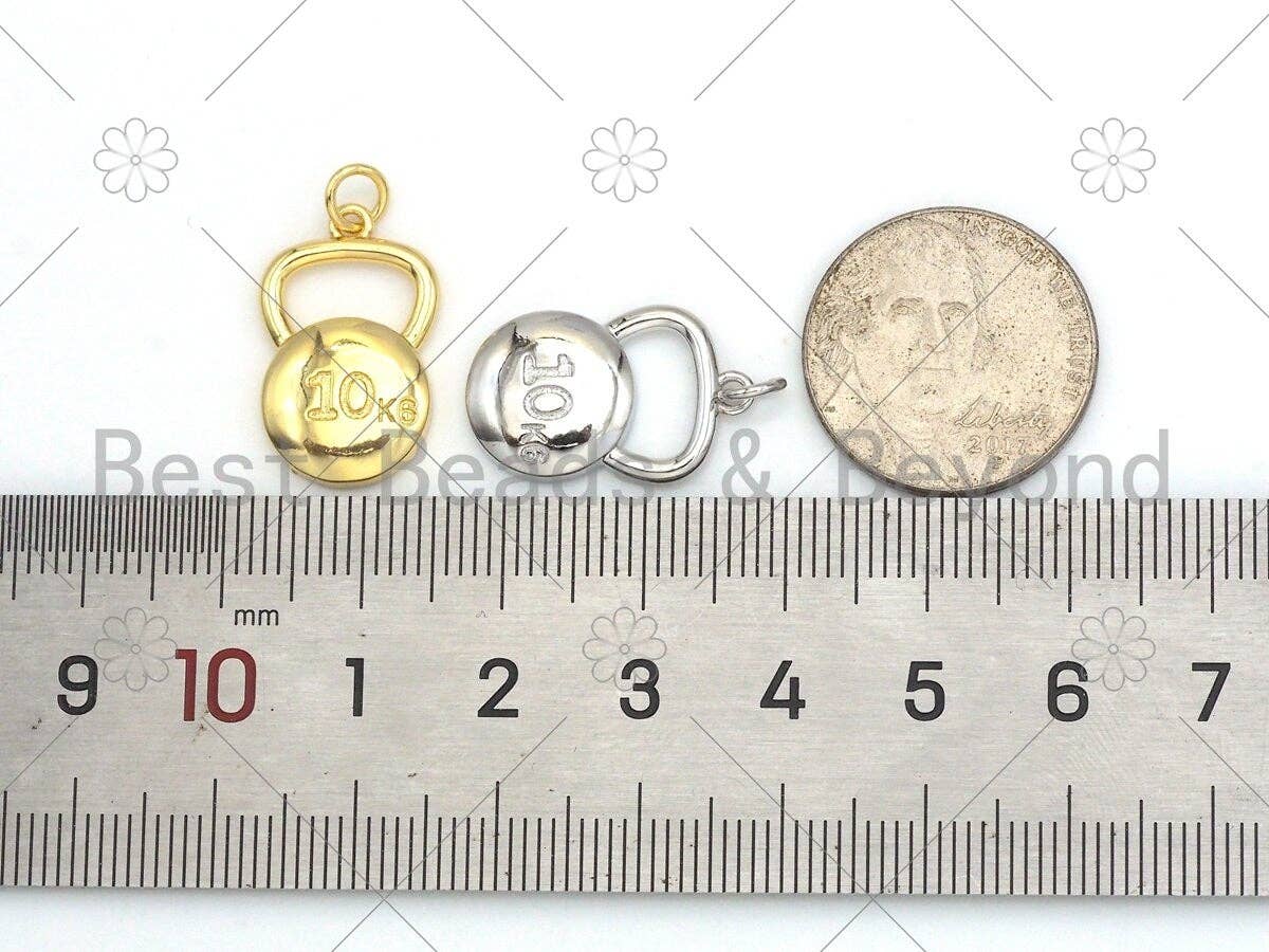 Kettlebell Shape Pendant/Charm,Gold/Silver 10KG Kettlebell Charm, Sku#L578