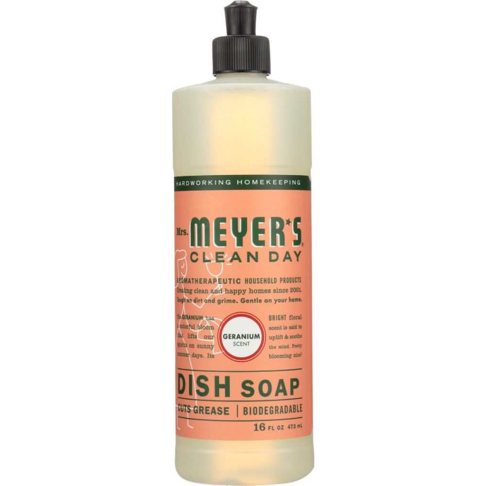 Mrs. Meyer’s Clean Day: Geranium Dish Soap, 16 oz - Grease & Freshness