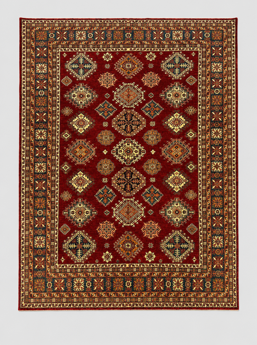 Hand-Knotted Vegetable Dye Kazak Rug from Pakistan,  10' 4" x 13' 5"