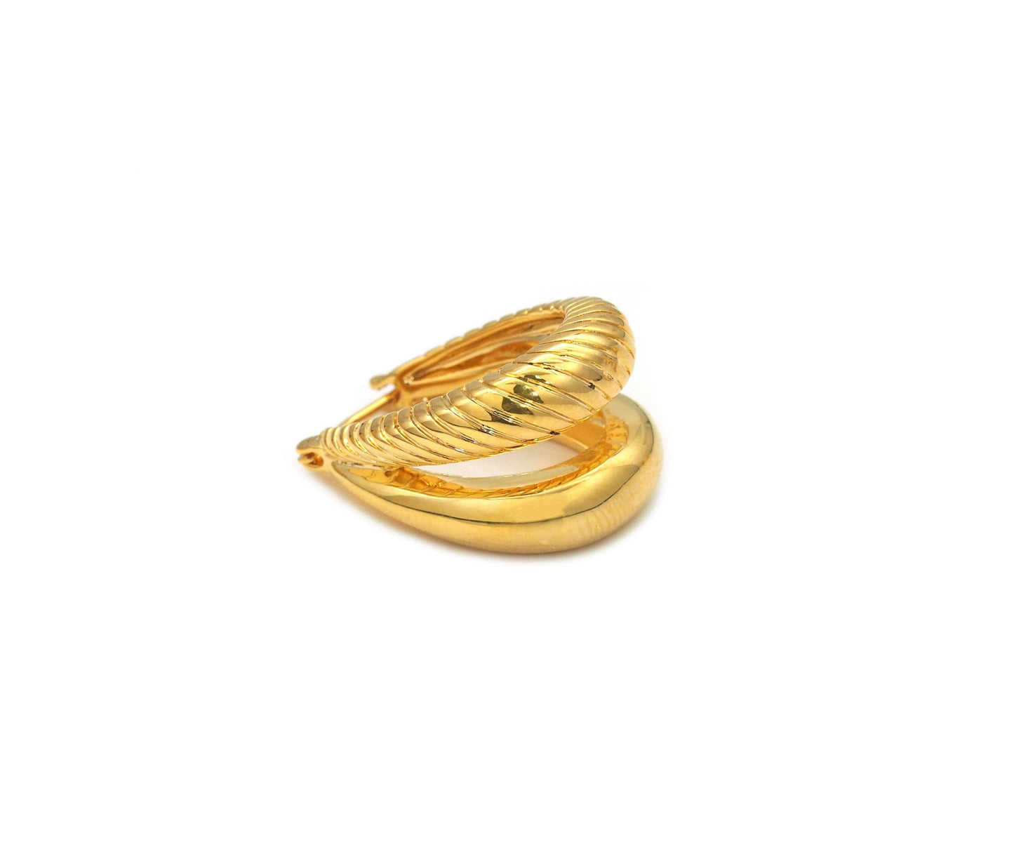 CZ Gold Oval Hoop Earrings, Sku#J382