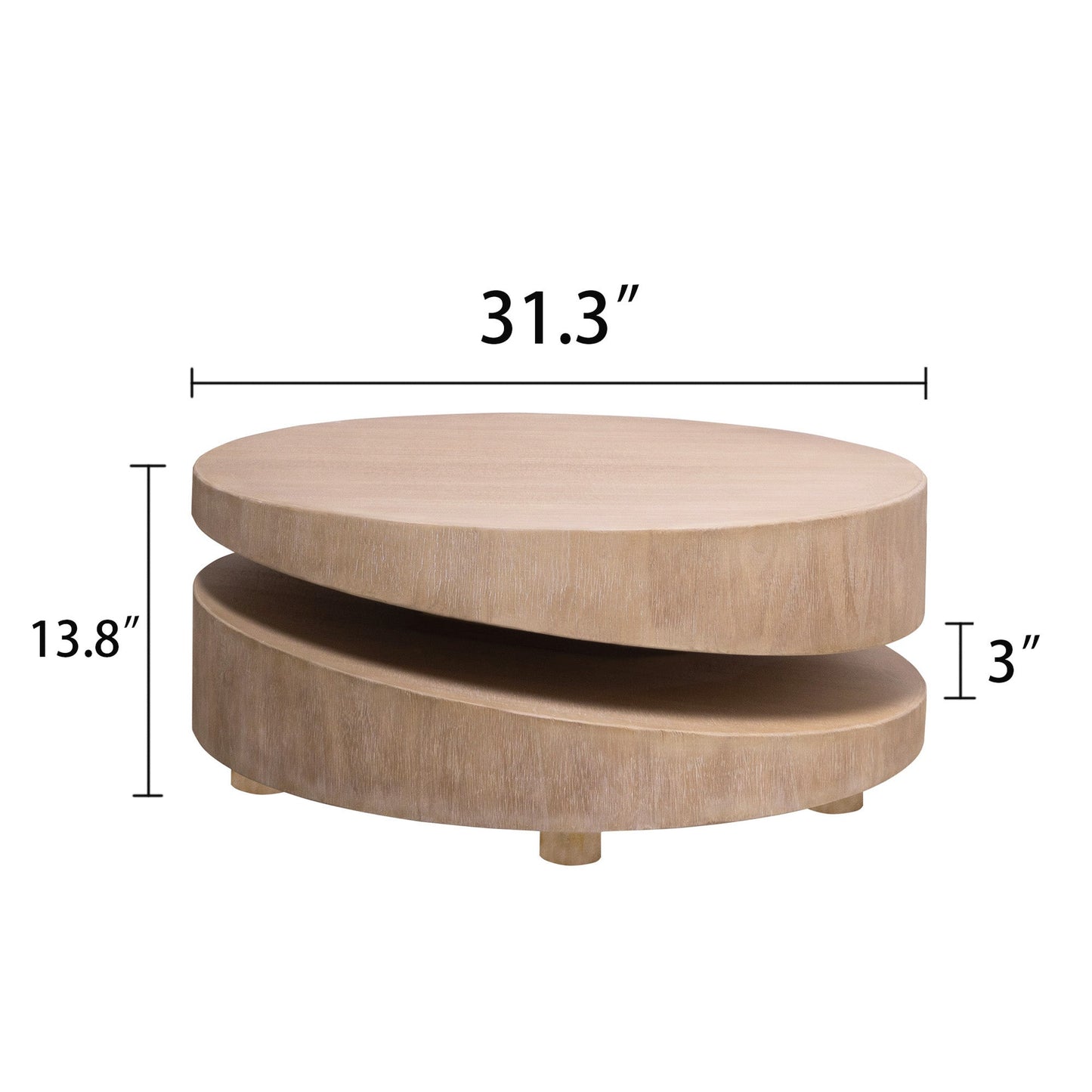 Modern Round Wood Coffee Table – 31.3"