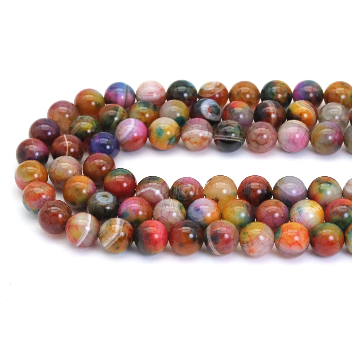 14mm Orange Green Agate Round Smooth Beads, Sku#U1847