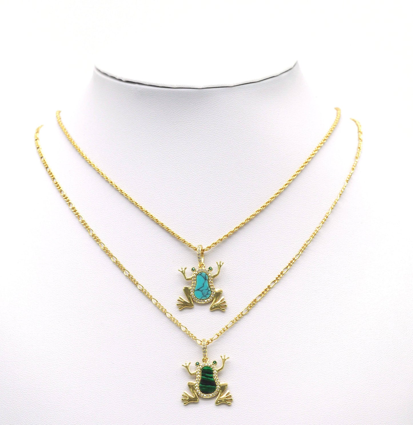 CZ Malachite Turquoise Frog Charm, Sku#L679