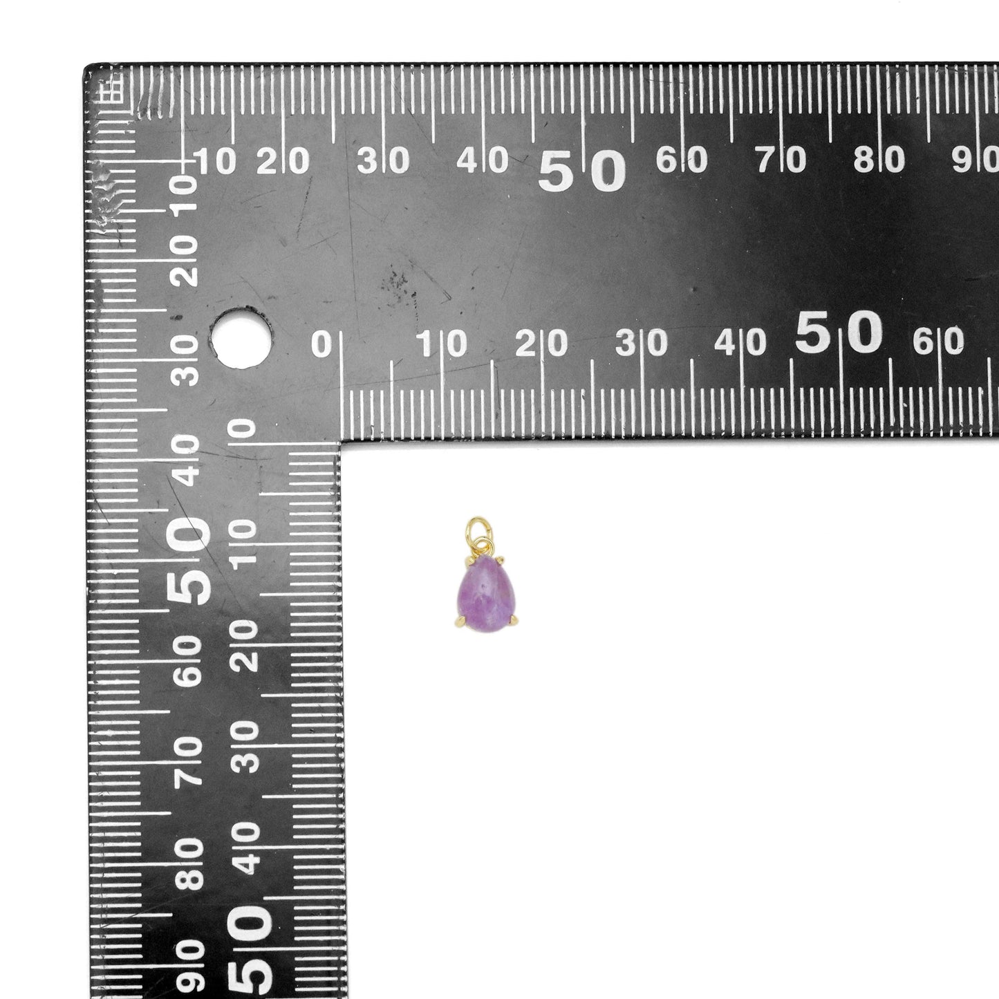 Natural Amethyst Pink Amethyst Teardrop Gemstone Pendant Charm, Sku#Y938