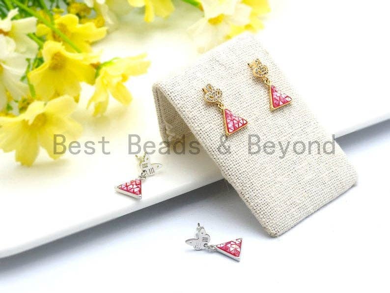 100% Natural White Color Shell Triangle Charm in Gold/Silver, White Shell Pearl Charm/Pendant, Shell Beads, 11x12mm,SKU#Z307