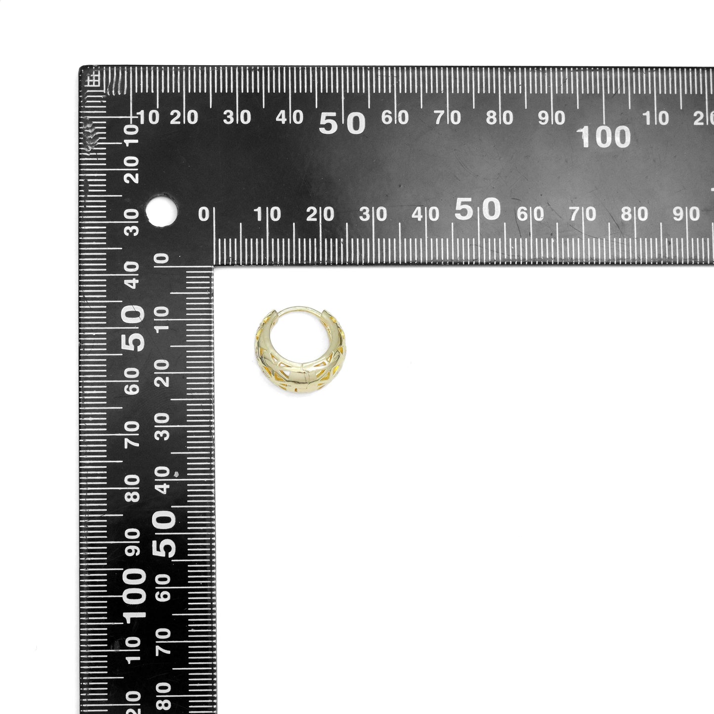 Gold Silver Diamond oval Cage Huggie Earrings, Sku#A233