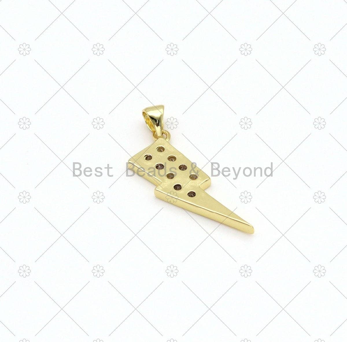 CZ Micro Pave Lighting Shape Pendant, 18K Gold Filled Lighting Charm, Necklace Bracelet Charm Pendant,Sku#LK507
