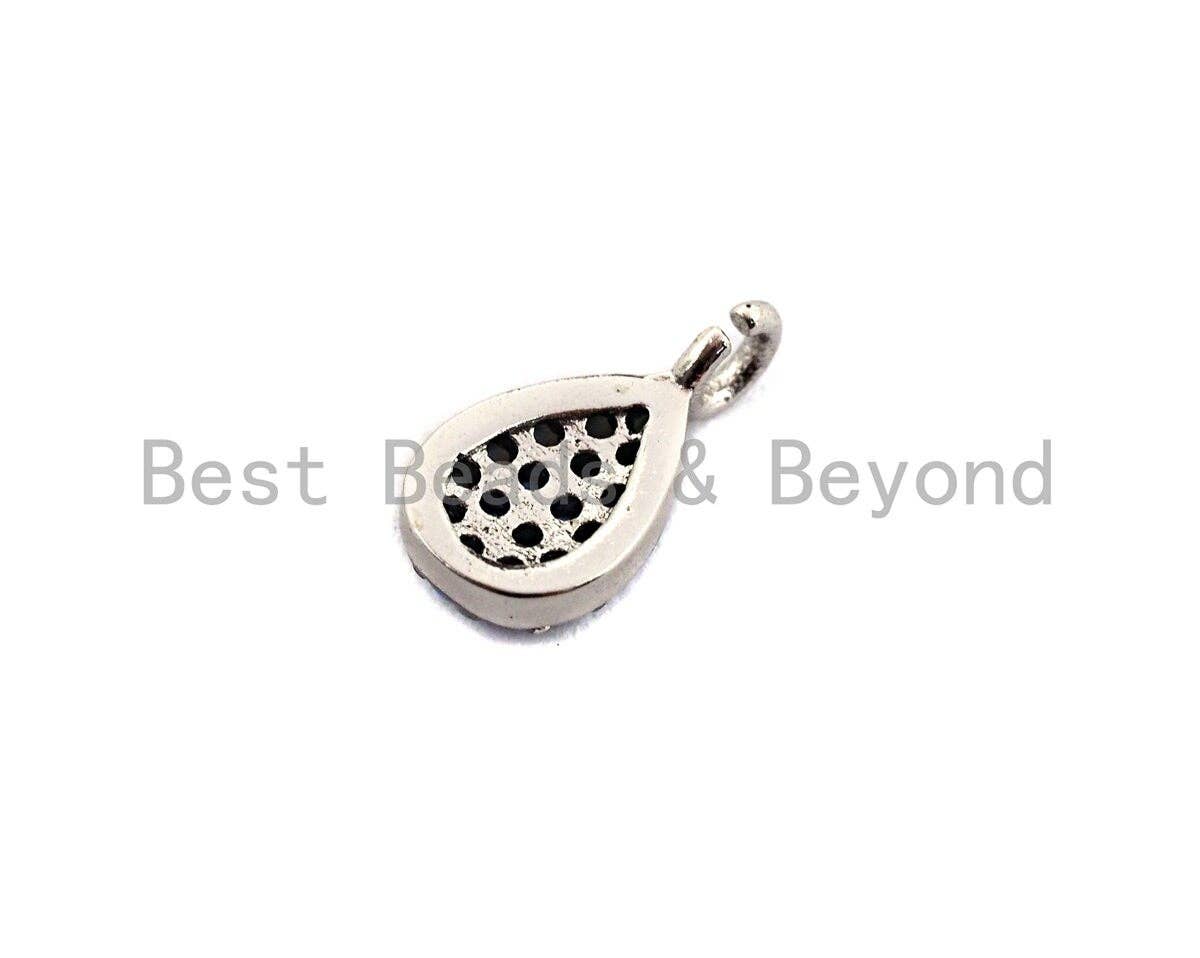 Turquoise CZ Micro Pave Teardrop Shaped Pendant/Charm, Cubic Zirconia Pendant Charm,5x10mm,sku#Z547