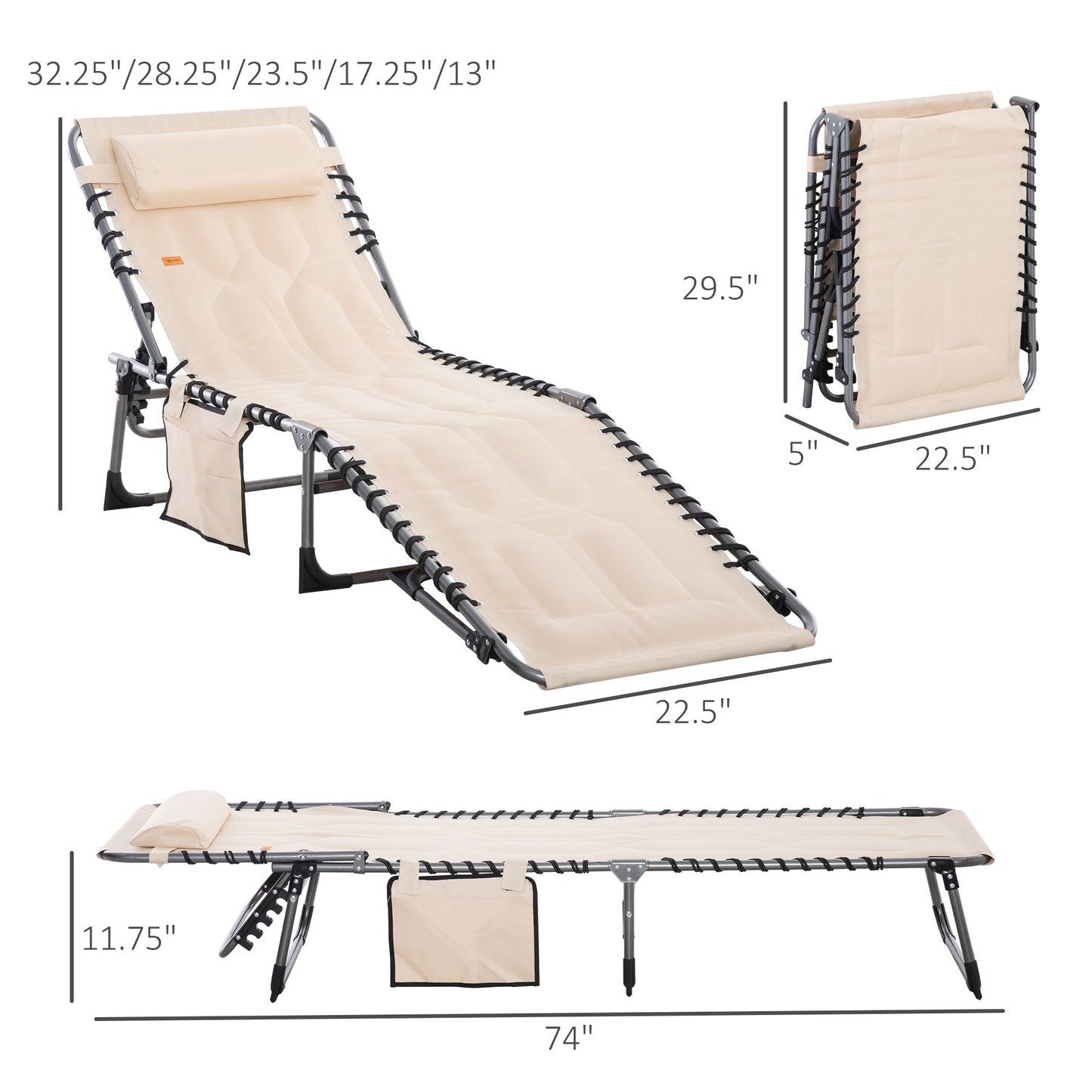 Outsunny Padded Folding Chaise Lounge Chair