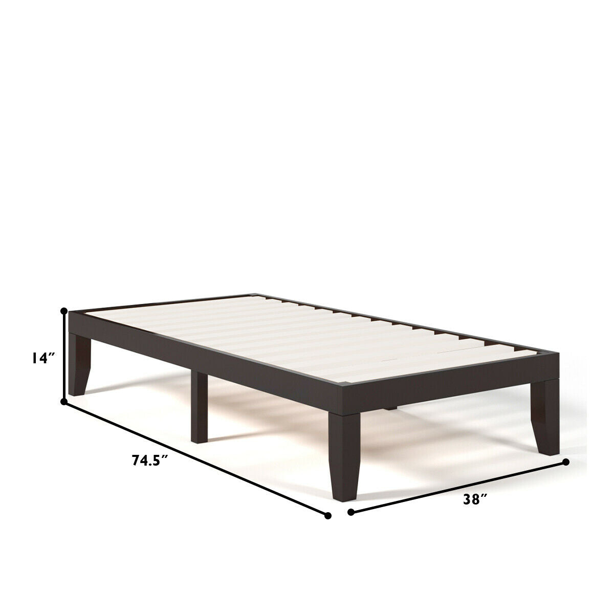 Twin Size 14 Inch Wooden Slats Bed Mattress Frame