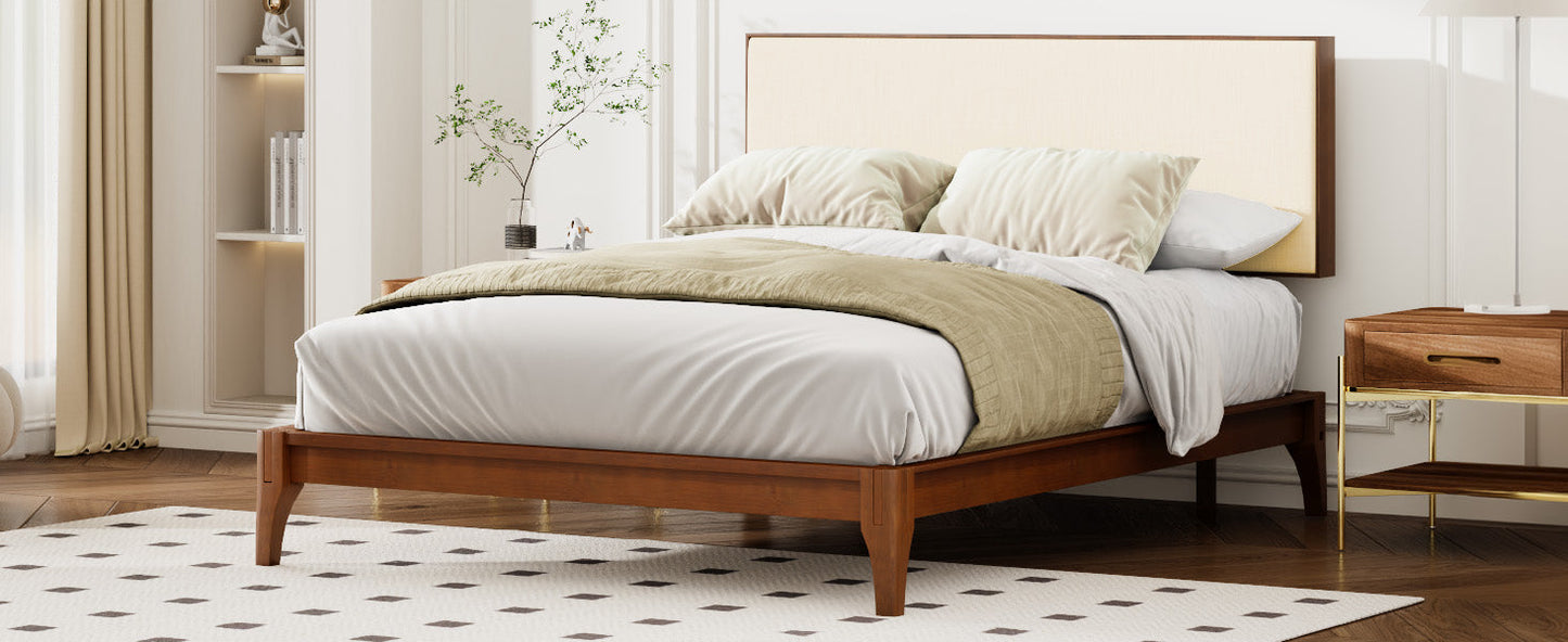 King Size Solid Dry Bamboo Wood 12 Inch Platform Bed