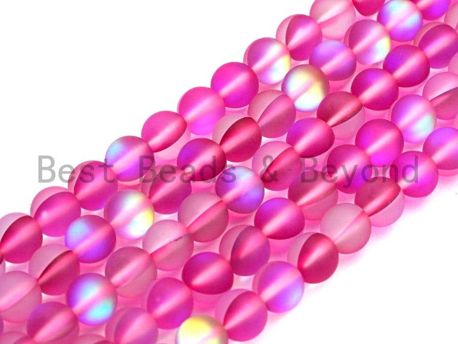 Hot Pink Spectrolite Quartz Matte, High Quality in Round 6mm/8mm/10mm/12mm, Aura Hot Pink Crystal beads, 15.5inch strand, sku#U463
