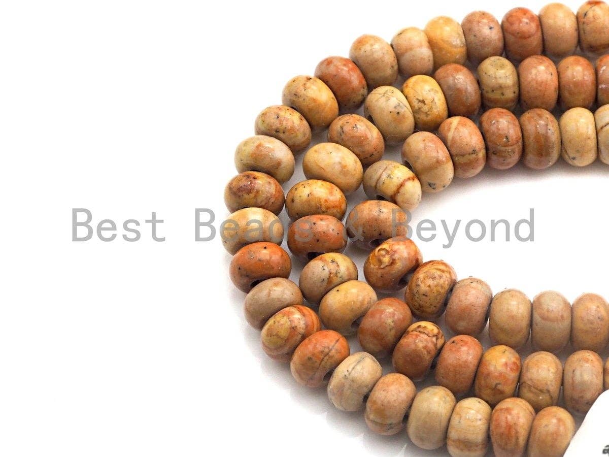 2mm Large Hole Natural Rhodonite Beads, Rondelle Smooth 6x10mm/5x8mm, 8" Long Strands, sku#U704