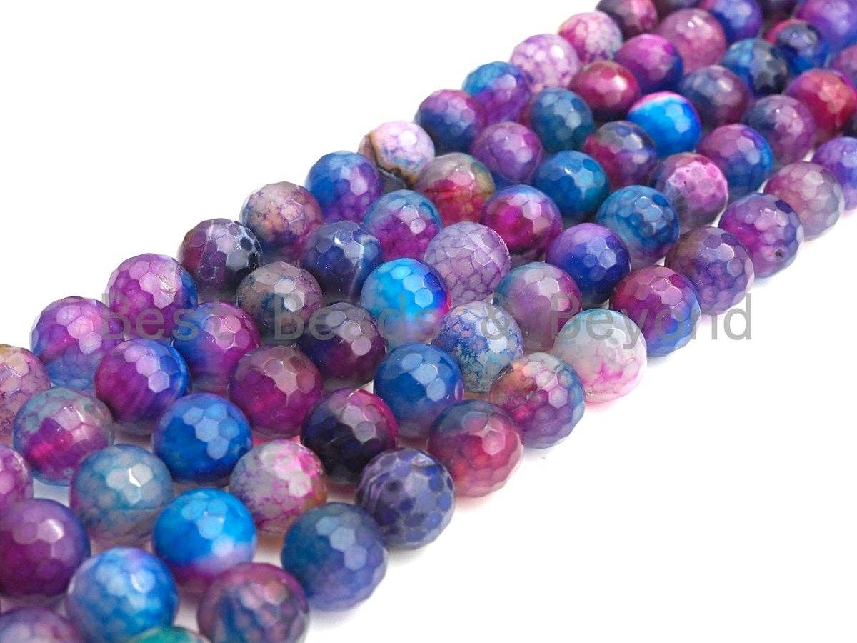 NEW Galaxy color Natural Agate Beads, 8mm/10mm/12mm Multicolor Round Faceted Agate Beads, 15.5" Full Strand, sku#U945
