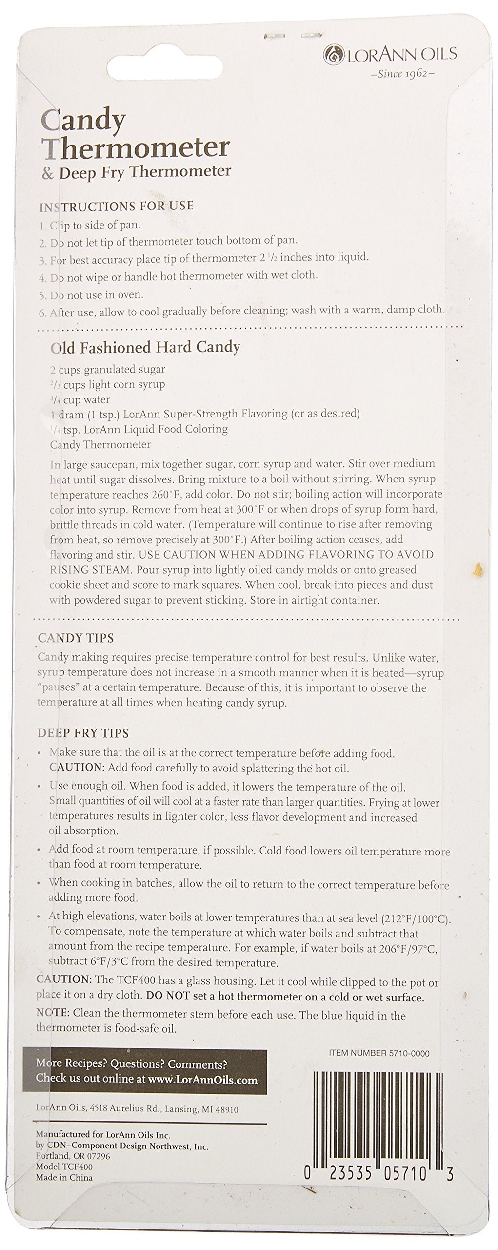 LorAnn キャンディ用温度計 - 75°Fから400°F（25°Cから200°C）