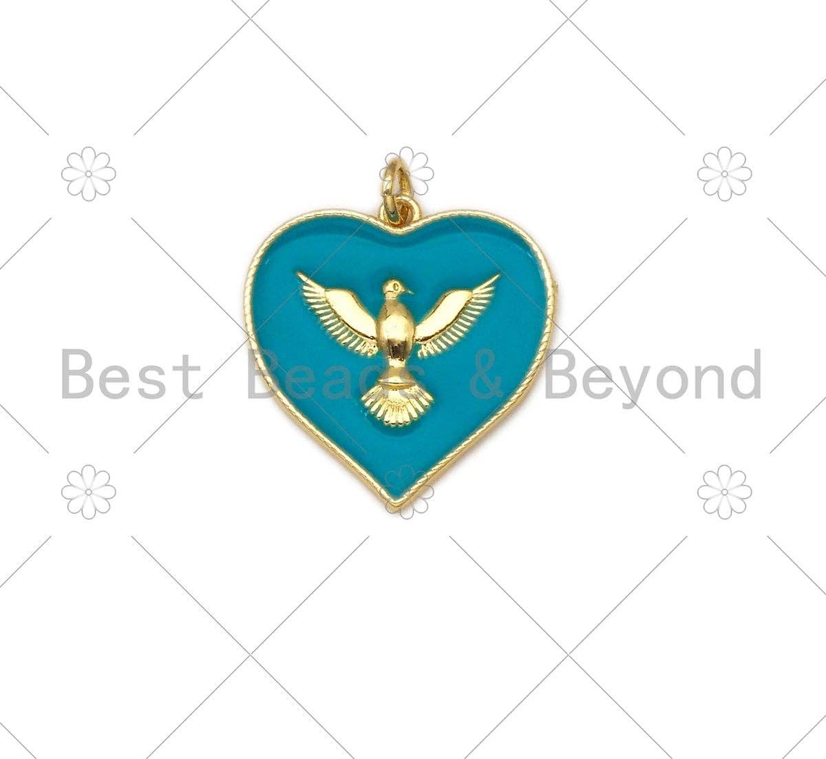 Gold Eagle On Colorful Enamel Heart Shape Pendant,18K gold Filled Heart Shape charm,Enamel Pendant,Enamel Jewelry,23x22mm,sku#L586