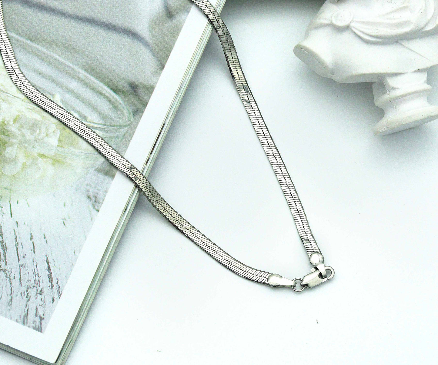 Herringbone chain necklace, M383N