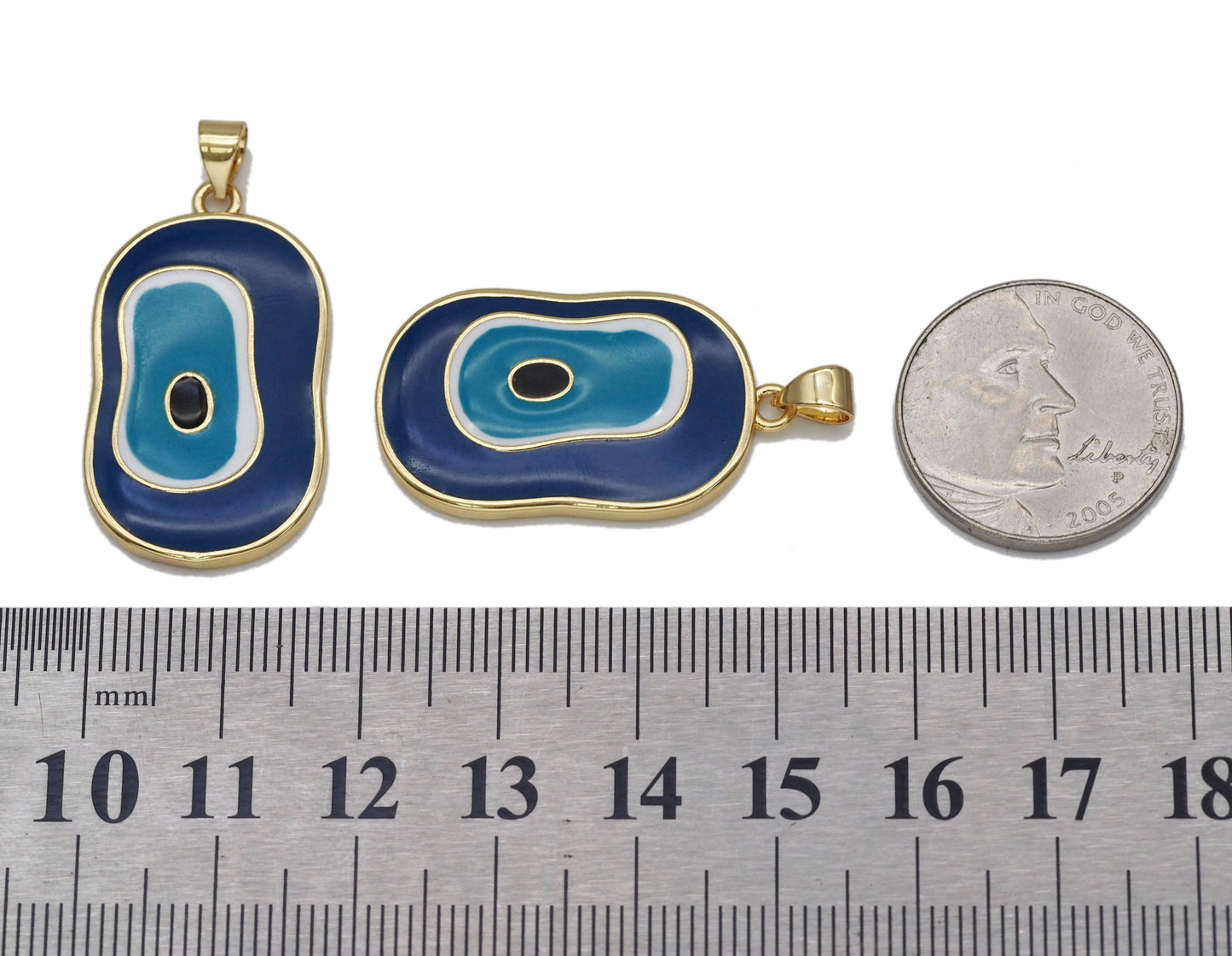 Blue Enamel Evil Eye Puddle Charm, Sku#LK723