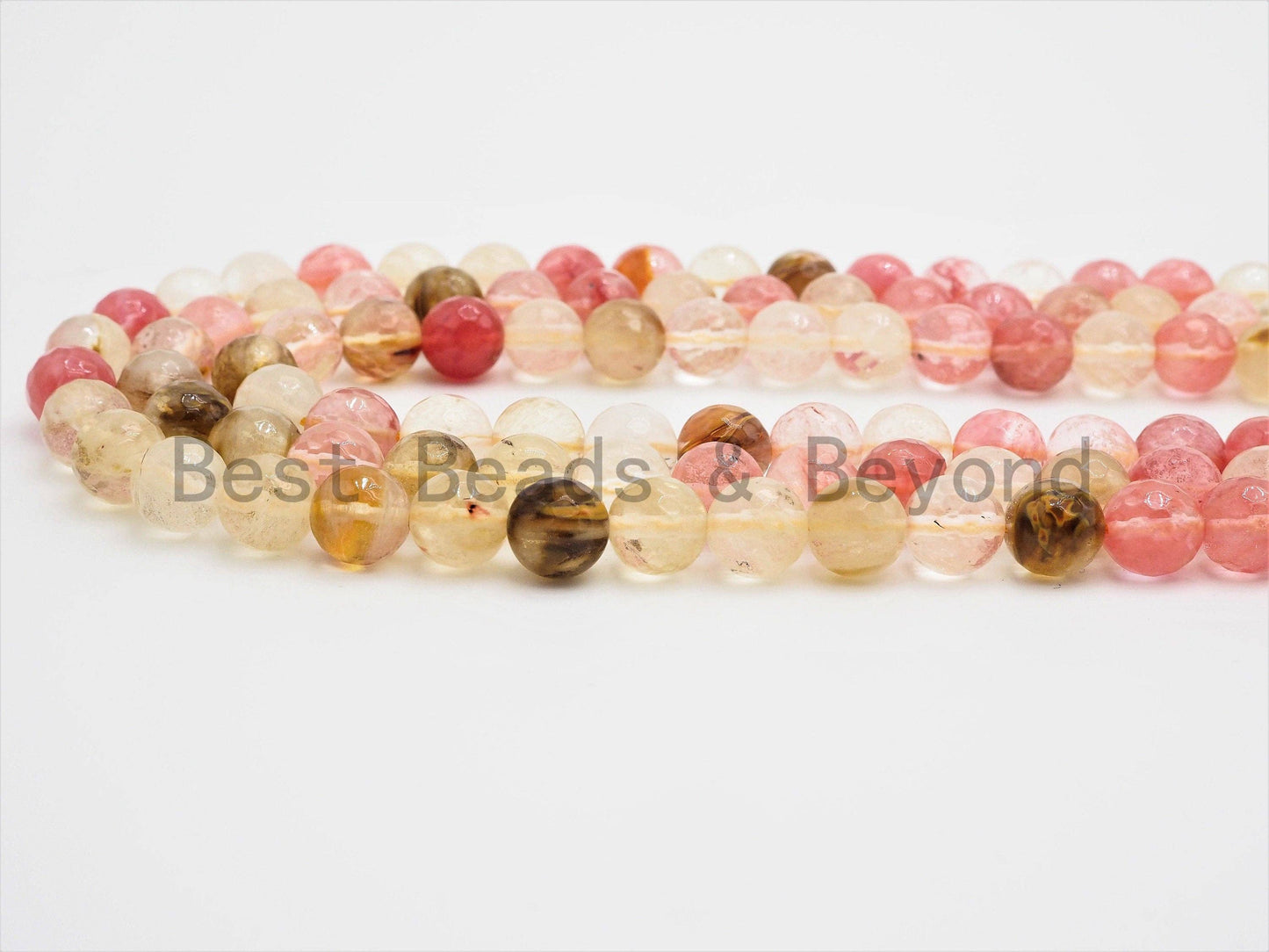 Gorgeous Strawberry Quartz Faceted Round Beads, SKU#U389