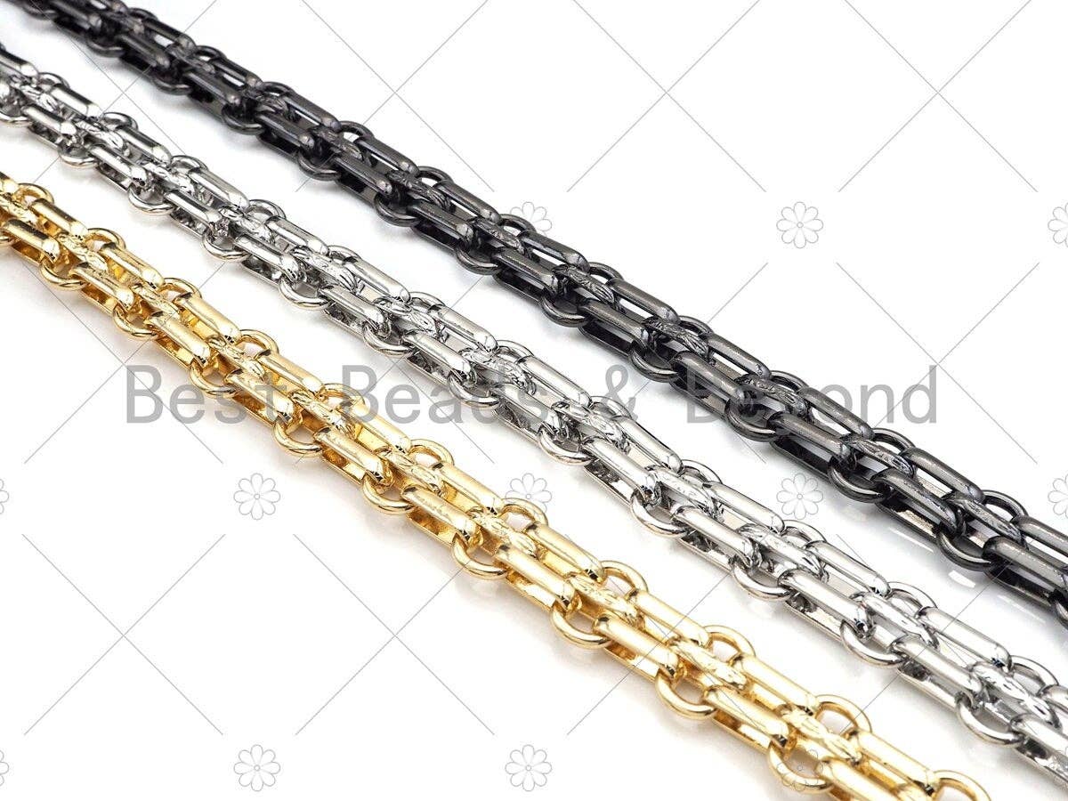 High Quality Hand Made Double Oval Link Chunky Chain, 18K Re