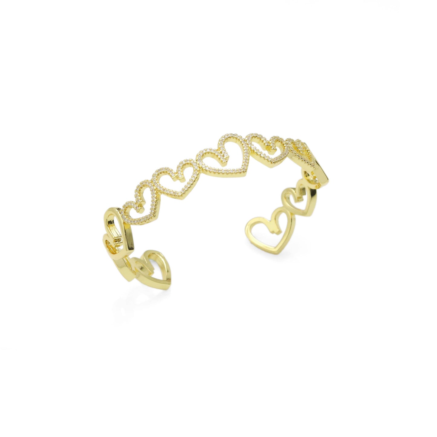 Gold CZ Twisted Heart Adjustable Bracelet, Sku#LK950