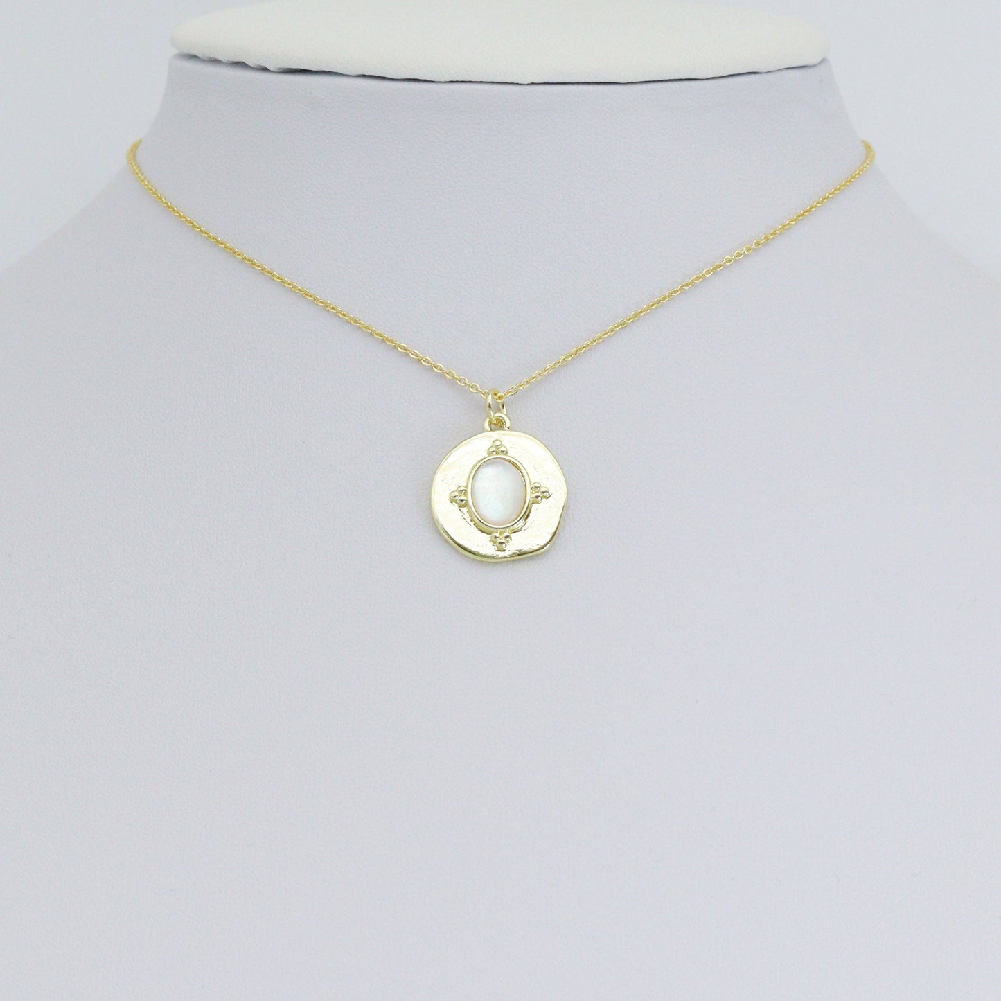 Oval Opal On Round Charm Pendant, Sku#LX795