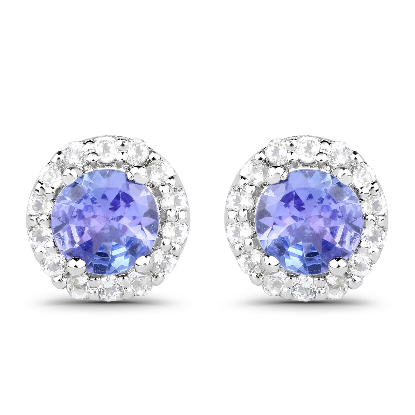 3.77 Carat Genuine Tanzanite and White Topaz .925 Sterling Silver 3 Piece Jewelry Set (Ring, Earrings, and Pendant w/ Chain)