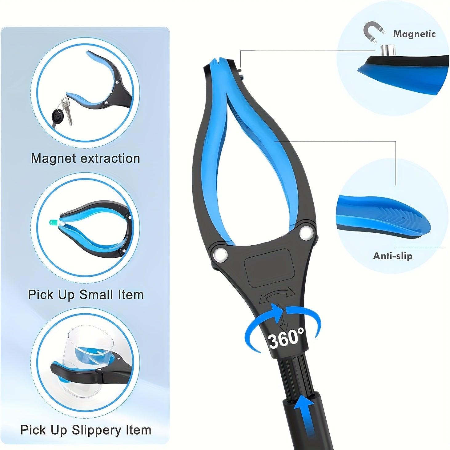 Pince de ramassage pliable en acier robuste – 81 cm avec aimant et poignée antidérapante