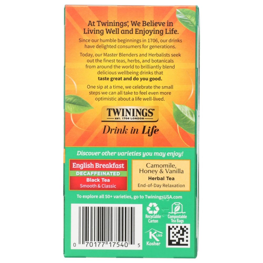 TWINING TEA: Irish Breakfast Decaf Tea, 20 bg