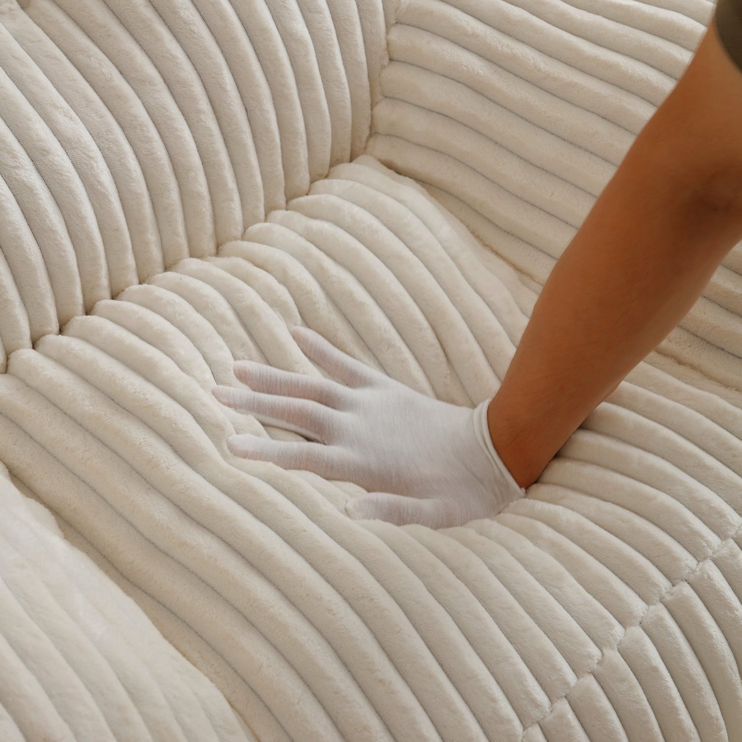 Giant Plush Bean Bag Chair for Adults with Armrests and Footstool