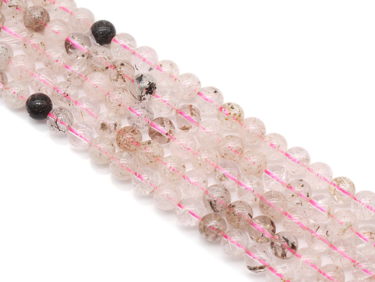 Genuine Pink Snowflake Phatom Round Smooth Beads, Sku#U1363